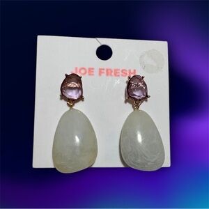 Joe Fresh Lavender and Cream Teardrop Dangle Earrings